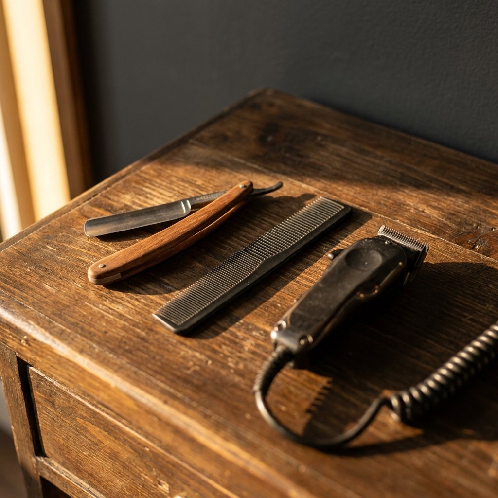 Gereedschap van de barbier bij Zemheri Herenkapsalon